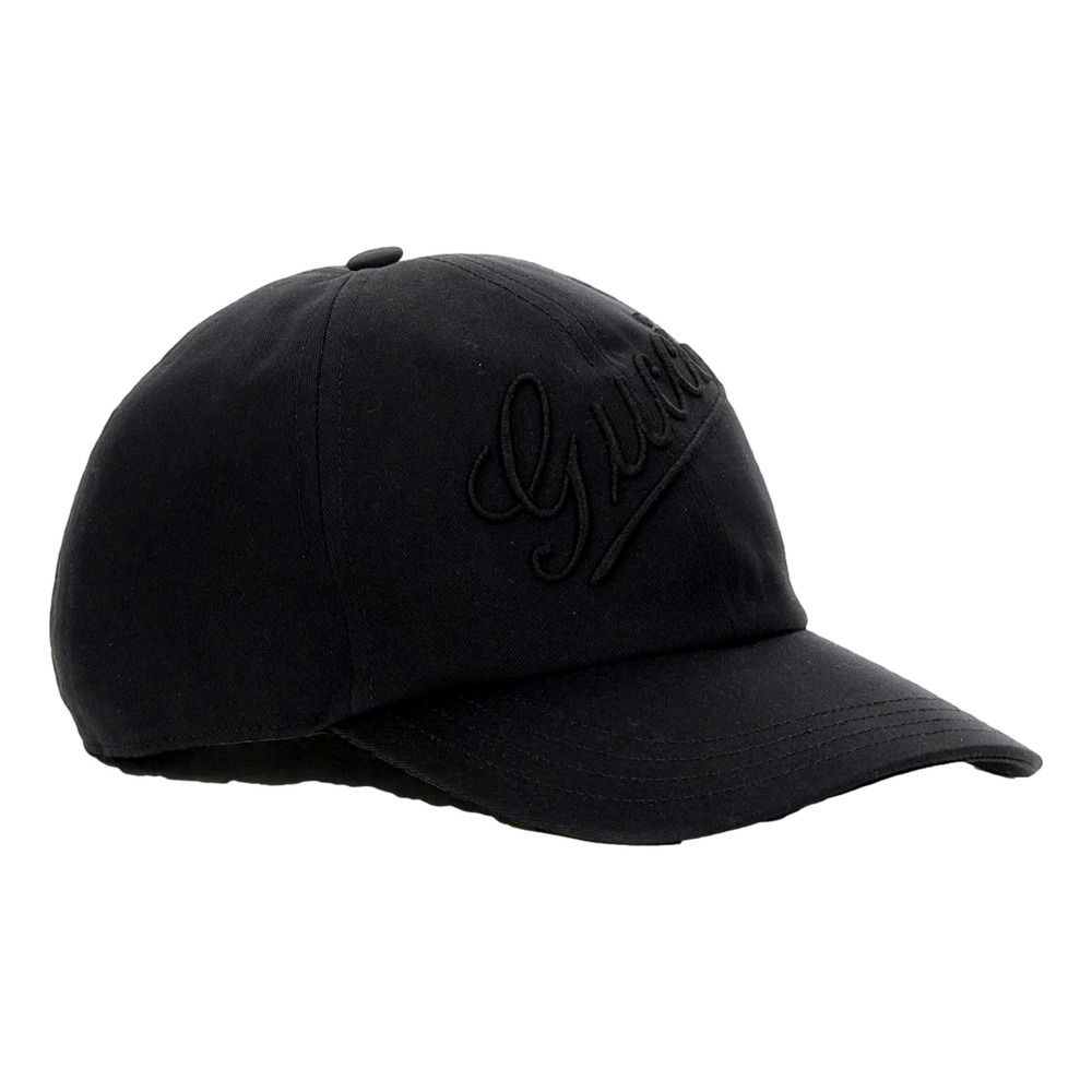 Gucci Black Embroidered Logo Cotton Baseball Cap Extra